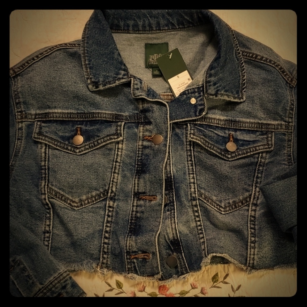 Wild Fable Crop Jean Jacket- Medium Dark Wash
